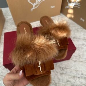Salvatore Ferragamo Brown Fur Sandals